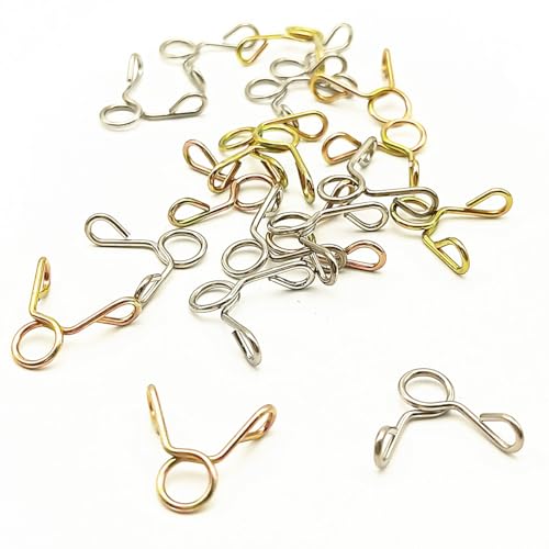40 PCS Double Wire Air Tubing Clips,Oxygen Pump Tube Retaining Clip Aquarium Hose Clamp,5mm/0.2inch ID Fit 6-6.5mm/0.23-0.25inch OD Hose Fuel Silicone Tube (20PCS Silver,20PCS Gold)
