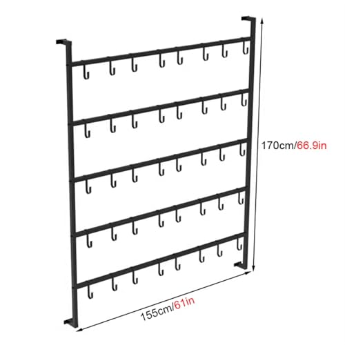 Commercial Retail Display Rack, Large Boxing Glove Dryer for Boxing Gym/Fitness Studio/Training Classroom, Black Powder Coated Storage Rack with Metal Hook,155x170cm/29.5x66.9 - size: 155x170cm/29.5x66.9