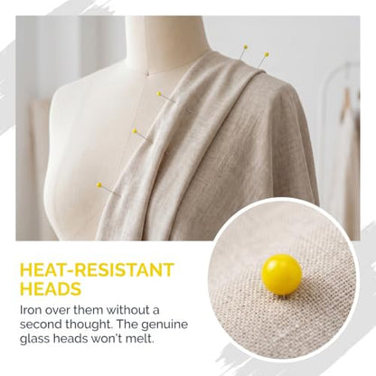 100pcs Decorative Pearl Push Pins, 1.5x0.12in, Yellow - color: Yellow-0.12x1.5in-100pcs