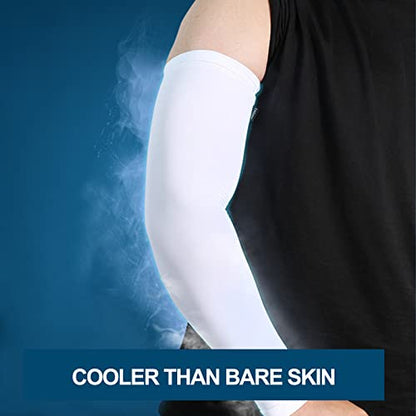 4 Pair UV Sun Protection Arm Sleeves for Men & Women,Cooling UPF 50 Arm Cover for Baseball,Cycling,Basketball - color: White-4 Pairs
