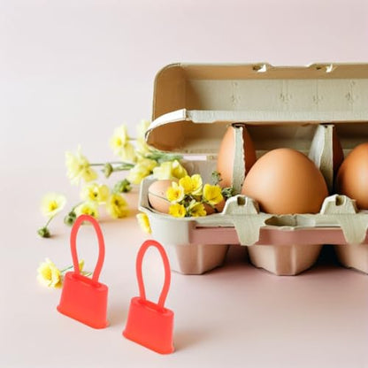 Wakauto Mesh Bag Clasps for Egg and Produce Nets, 200pcs Plastic Hooks with Red Large Clips, Multipurpose Storage Net Closures for Grocery, Kitchen, and Fruit Organizer