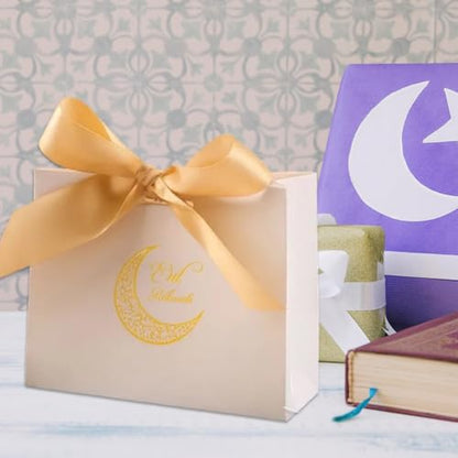 10pcs Eid Gift Bags Ramadan Snack Bags with Gold Ribbon, Reusable Eid Mubarak Bags for Presents Festive Party Wrapping - color: Style3