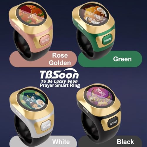 Color Screen Tasbih Smart Ring,Tasbeeh Counters,Prayer Smart Ring,Replaceable Pictures,Electronic Rosary,Forgiveness ring,Large Battery,Large Screen Display,Eid al-Fitr Eid al-Adha Ramadan Gift - color: Rose Golden