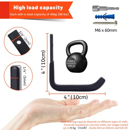 8 Pack Garage Storage Hooks, Ladder Hangers, Steel Wall Mount Hooks, Utility Hooks for Hanging Heavy Duty Shed Tools, Ropes, Garden Hoses, Shovel, Bulk Items, etc.（88lbs, 4Inch） - size: 8 Pack (4 inch)