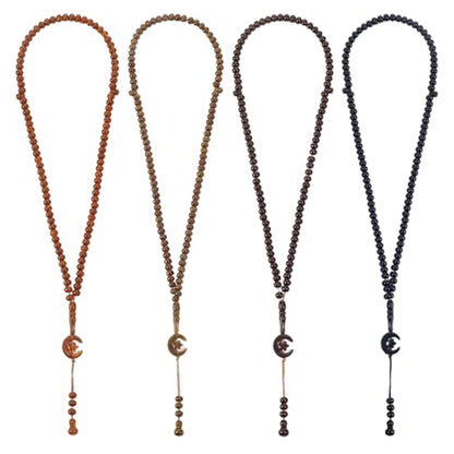 PH PandaHall 4pcs Prayer Beads Bracelet Muslim Tasbih 99 Beads Acrylic Islam Prayer Tasbih 8mm Rosary Muslim Misbaha Tasbeeh Bracelet with Moon Star Pendants for Men Women, 4 Colors