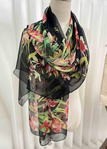 Xyueanlo Fashion Scarves for Women Lightweight Elegant Scarf Sunscreen Wraps Shawls - color: Orchid Black