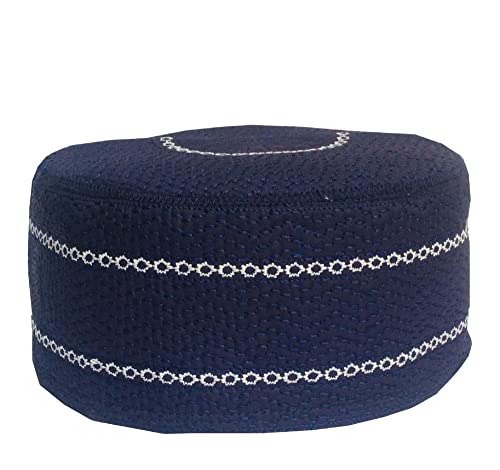 Kufi Men's Unisex Muslim Men Prayer Cap Ramadaan Caps Eid Kufis Handmade Namaz Hat Beanie - color: Blue, size: Large