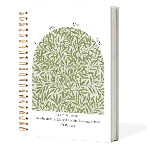 Sage Green Christian Spiral Notebook 5.5x8.3in, Religious Journal Gifts for Women, William Morris Inspired Botanical Bible Scripture Hardcover Journal Notebook for Church Study Work Office - color: William Morris Inspired Botanical Bible Scripture Hardcov
