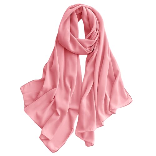 Harewom Chiffon Hijab for Women Sheer Shawl and Wraps for Wedding Bridal Scarves Summer Lightweight Sun-proof Scarf - color: Pink Chiffon Hijab Shawls Scarves
