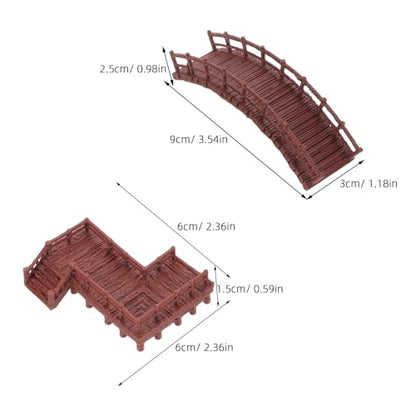 Toyvian 4pcs Miniature Fairy Garden Bridge Set for Fish Tank and Terrarium Decor – Z-Shaped Staircase and Small Arch Bridge, Plastic Micro Landscape Statues for Aquarium and Turtle Tank
