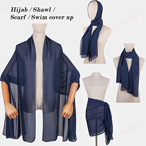 Ladiery Chiffon Shawl Wraps for Women Evening Dresses, Elegant Soft Sheer Shawls for formal dressy Bride Wedding - color: Navy Blue(1)