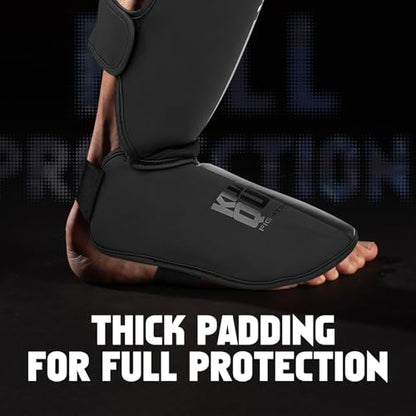Muay Thai Shin Guards for Men, Women | Lightweight, Martial Arts Kicking Leg Instep Protection Pads, Sparring Gear, For Kickboxing MMA Training