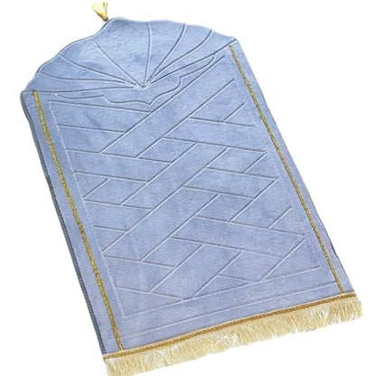 JE JOUE Prayer Rug Muslim Mat Islamic - Thickening Sponge Muslim Rug for Men Women Household Halal Prayer mat Eid Travel Ramadan（Light Gray） - color: Light Gray
