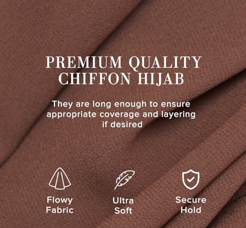 Premium Chiffon Hijab Scarf for Women Lightweight Non Slip Fashion Scarves - color: Mocha Brown, size: 1 Pack