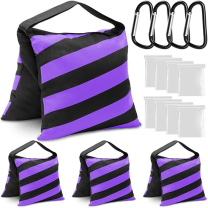 4 Packs Purple Sandbag Weight Bags for Light Photography Video Equipment | Heavy Duty Saddlebags for Backdrop Stand, Photo Tripod, Canopy, Pop up Tent, Umbrella Base, Fishing Chair, Picnic Table - color: Purple