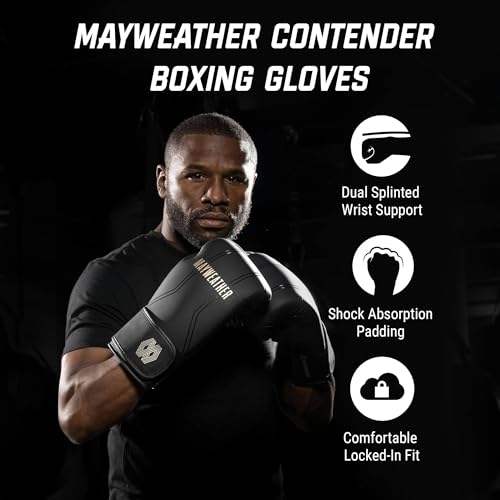 Hayabusa Mayweather Contender Boxing Gloves for Men and Women - color: Black/Gold, size: 12oz