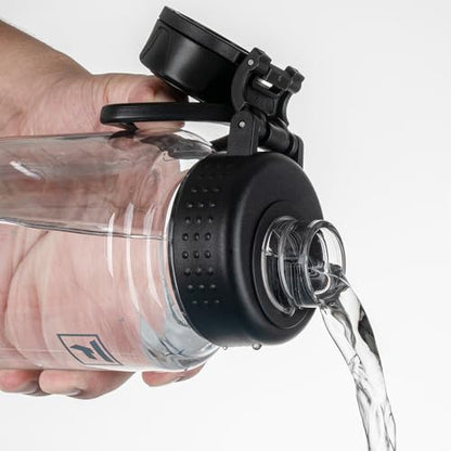 Fanhaw 32 oz Clear BPA-Free Tritan Water Bottle with Fast-Flow Spout Lid, BPA-Free & Leak-Proof Wide-Mouth Reusable Bottle for Gym, School & Office, Back to School Essentials (Clear&Black) - color: Clear&Black
