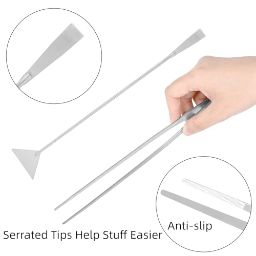 4Pcs Stainless Steel Aquascape Tool Kit with Tweezers Scissors Spatula | Silver Anti-Rust Fish Tank Starter Kit Aquarium Plant Tools for Trimming Scraping Reptile Feeding - color: Silver