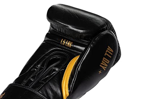 HIT N MOVE All Day Plus Weighted Boxing Gloves Men, Boxing Equipment, Heavy Bag Workout Gloves for Boxing, Training, Kickboxing, Muay Thai, MMA, 24 oz 1.5lbs - style: Velcro Closure BLACK