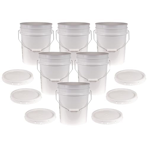 ATERET 3.5 Gallon White Bucket & Lid - Durable 90 Mil All Purpose Pail - Food Grade - BPA Free Plastic - Made in USA (12 Pack) - size: 12 Pack