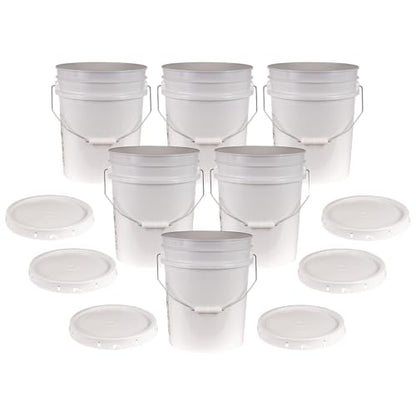 ATERET 3.5 Gallon White Bucket & Lid - Durable 90 Mil All Purpose Pail - Food Grade - BPA Free Plastic - Made in USA (12 Pack) - size: 12 Pack
