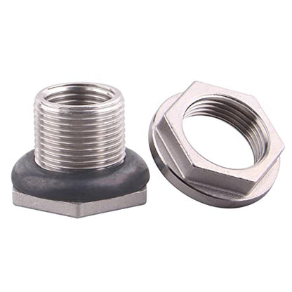 DERNORD 1/2” Female Bulkhead Water Tank Connector Stainless Steel Bulkhead Fittings - size: 1/2 Inch, style: Pack of 1