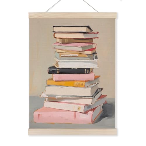 HUGANE Book Wall Decor, Watercolor Abstract Book Wall Art Poster, Pink Preppy Books Poster Wall Art Decor for Home Living Room Bedroom, 12x16 Inches - color: Color-05