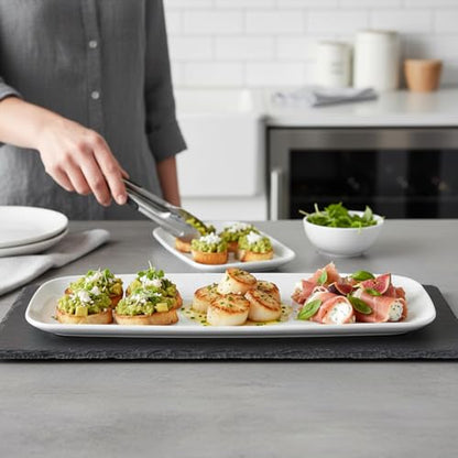 Rectangle White Serving Tray (2-Pack) - 17.5" Disposable Serving Platter for Appetizer, Fruits & Serving Dishes | Perfect Plastic Tray for Party Serveware - style: White