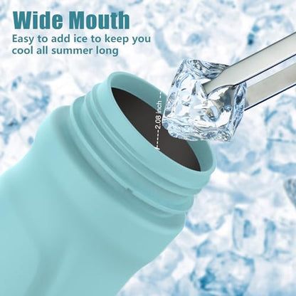 Misting Water Bottle, 24oz Insulated Water Bottle, 2-in-1 Mist & Sip Stainless Steel Water Bottles, Sports Water Bottle for Hiking, Running, Gym - color: Teal Blue