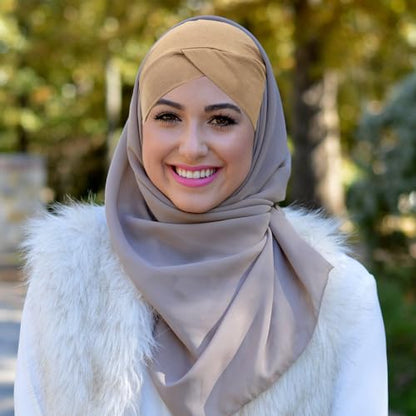 XEPST 4 PCS Hijab Undercap for Women, Islamic Muslim Under Hijab Cap Cross Turban Underscarf Solid Color Undercap Bonnet Inner Head Scarf Head Wraps Hair Turbans for Women Chemo Headwear Sleep Cap