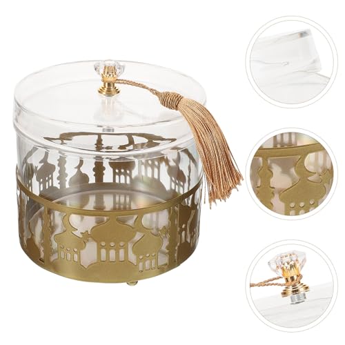 Wedding Candy Box 5.11X4.72X4.72In Gold Metal Candy Storage Box Middle East Style Ramadan Eid Mubarak Favor for Party Dessert Boxes