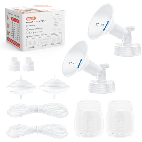 Hranio Breast Pump Parts Compatible with Spectra Replacement Pump Parts 17mm Flange, Spectra Pump Parts S1 S2 Replacements Full Set 2 Set (Full SET-17MM) - size: FULL SET-17MM