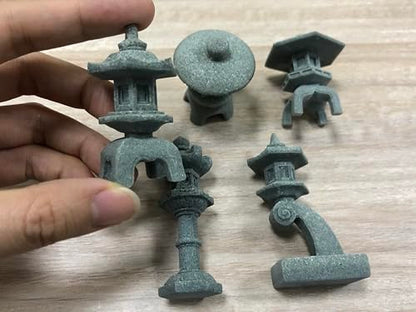 5Pcs Miniature Stone Japanese Lantern Pagoda Figurines | 1.77" To 2.6", Asian Decor, Fish Tank Aquarium Ornament, For Lovers Of Zen Culture, For Meditation Mini Zen Garden, Sand Box
