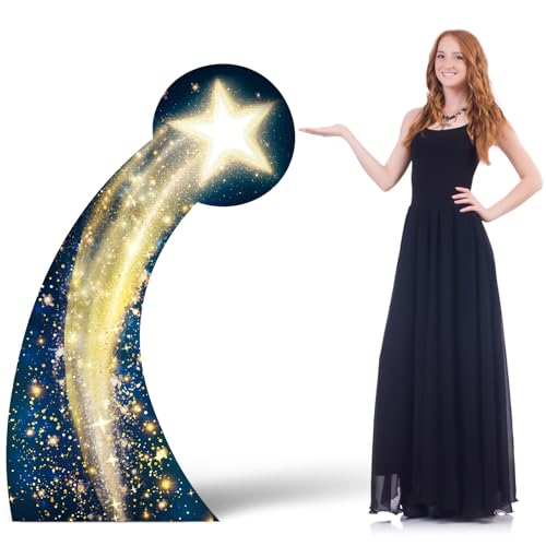 Leinuosen 5 ft Starry Movie Night Gate Cardboard Stand up Party Decorations Under The Stars Cutout Prop Movie Night Award Prom Homecoming Wedding Birthday Party Photo Prop Backdrop Decor - color: Shooting Star, size: 5 Ft