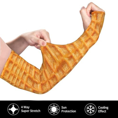 Cooling Arm Sleeves Cover Summer Sun Protection Arm Sleeves For Men Women Baseball Cycling Golf Running - color: Waffles Texture 6