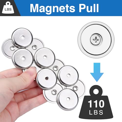 E BAVITE Strong Neodymium Magnets with Screws Silver, 25 Pack | 110 Lbs Rare Earth Magnets with Heavy Duty, Cup Magnet with Countersunk Hole and Stainless Screws for Kitchen, Craft, Office - color: Silver, size: 32mm-25P