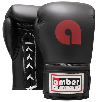 Professional Lace-Up All Leather Boxing Gloves - Top Grain Leather, Lightweight Padding for Speed, Double-End & Heavy Bags - size: 14-Ounce