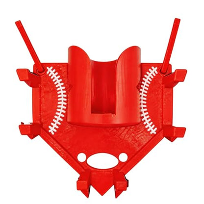 Baseball Softball Dugout Organizer - Fence-Mounted Hanging Holder for Bat Glove Helmet & Water Bottles - with Secure Clips - Heavy-Duty PLA 3D Print, Keeps Dugout Neat & Accessible - color: Red