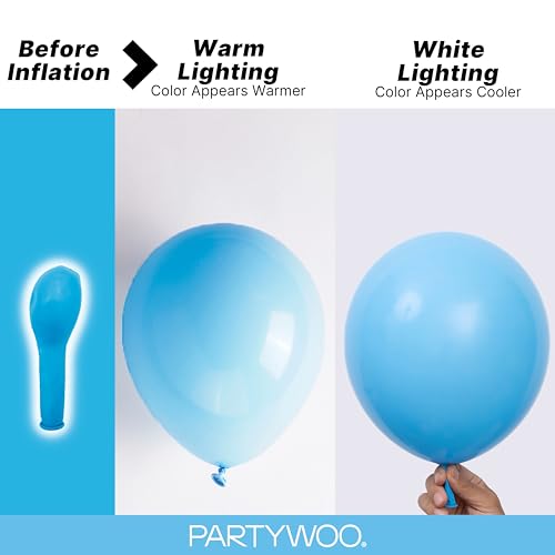 PartyWoo 라이트 블루 풍선 152피스 다양한 사이즈 팩 45.7cm(18인치), 30.5cm(12인치), 25.4cm(10인치), 12.7cm(5인치) 베이비 파스텔 블루 풍선 아치 키트, 베이비 샤워, 성별 공개 졸업 인어 생일 수영장 파티 장식 블루-Y20 - color: 블루-y20