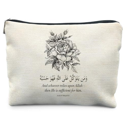 Black and White Floral Islamic Makeup Bag Gifts for Women - color: Black and White Floral Islamic