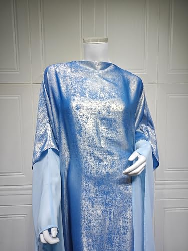 Kaftan Abaya Dubai Style Abaya Daily Smooth Flowy Muslim Dress Women Clothes - color: Blue