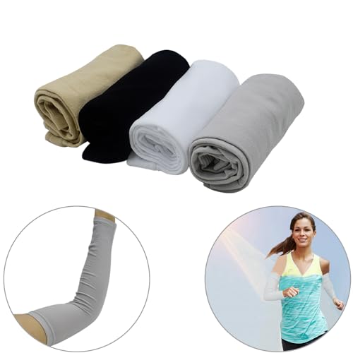 Alovexiong 4pcs UV Sun Protection Arm Sleeves for Women Compression Cooling Sleeve with Thumb Hole Tattoo Cover Up Sleeves Sun Sleeves for Cycling, Driving, Running, Riding, Fishing, Golfing
