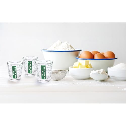 Kolder Mini Measure Heavy Glass, 20-Incremental Measurements Multi-Purpose Liquid and Dry Measuring Shot Glass, Green, Set of 3 - color: Green, size: Set of 3