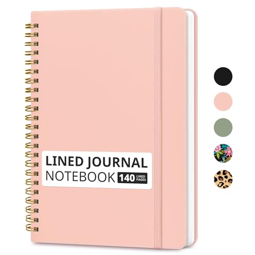 Taja Lined Spiral Journal Notebook for Women & Men, 140 Pages, College Ruled Hardcover Notebook for Work & Note Taking, Journals for Writing, A5(5.7" x 7.9") - Pink - color: B.Pink, style: a-Lined(1 Pack)