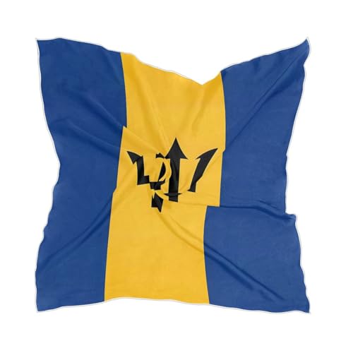 Women's Silk Scarf Square Satin Head Scarves Fashion Neck Scarf Hair Wraps Silk Bandana - color: Barbados Flag