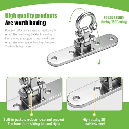 Heavy Bag Hanger,Stainless Wall Ceiling Mount Hook 180°/360° Rotation Wood Beam Holder Body Weight Strength Training Systems, Aerial Yoga Swing & Hammock - size: 4-holes with 180° Swing