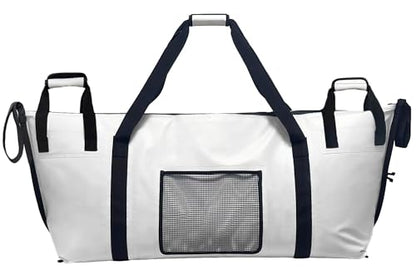 Buffalo Gear Insulated Fish Cooler - 27.5QT 58QT Waterproof Flat Bottom Bag, Leakproof and Fishing Kill Bag - color: White-85QT
