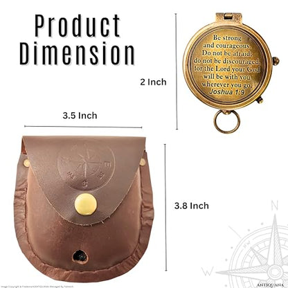 Brass Compass - God My Lord Guide Me - Uplifting Baptism Gift, Graduation Gift, Birthday, Confirmation Gift for Men Women Boys Girls Teenage Kids Be Strong & Courageous - style: #1 Joshua 1:9