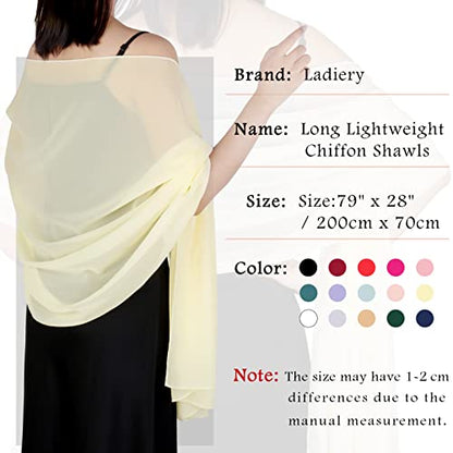 Ladiery Chiffon Shawl Wraps for Women Evening Dresses, Elegant Soft Sheer Shawls for formal dressy Bride Wedding - color: Beige