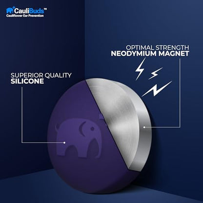 CauliBuds™ Cauliflower Ear Magnet - Premium Silicone Ear Magnets Cauliflower Ear - Pressure Earrings Magnetic Ears - Treatment in BJJ, Wrestling, MMA, & Rugby - Cauliflower Ear Draining Kit (Purple) - color: Purple